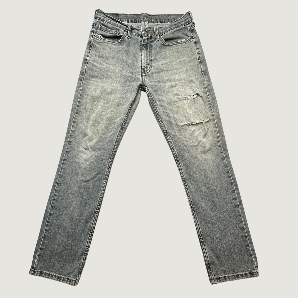 Levi's Jeans Mens 30x30 (30x28) Straight Leg Gray Faded Distressed Stretch Denim